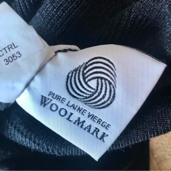 SAINT JAMES Sweater 100% Wool Men’s Black Stripe Turtleneck Woolmark - Picture 6 of 8